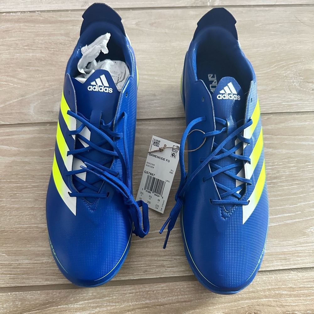 Adidas Blue and Yellow Men’s Soccer Cleats, NWT in Box, Size 10